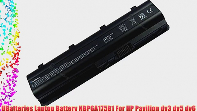 UBatteries Laptop Battery NBP6A175B1 For HP Pavilion dv3 dv5 dv6 dv7 dv6-6080ee Series DV7-6c00