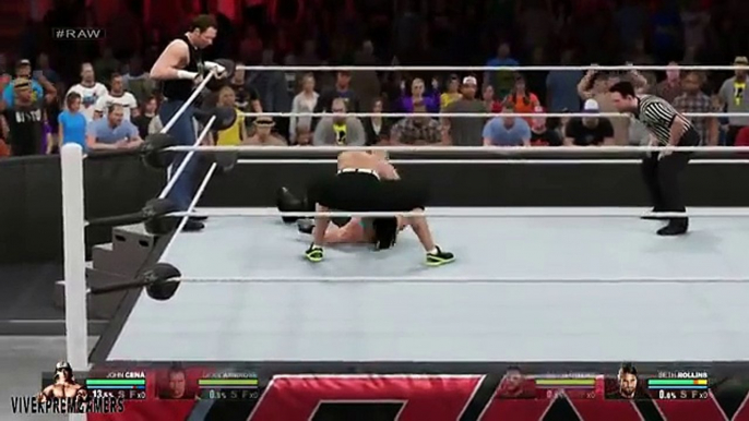 WWE RAW 15 - John Cena & Dean Ambrose vs Kevin Owens & Seth Rollins - WWE RAW Full Match HD!