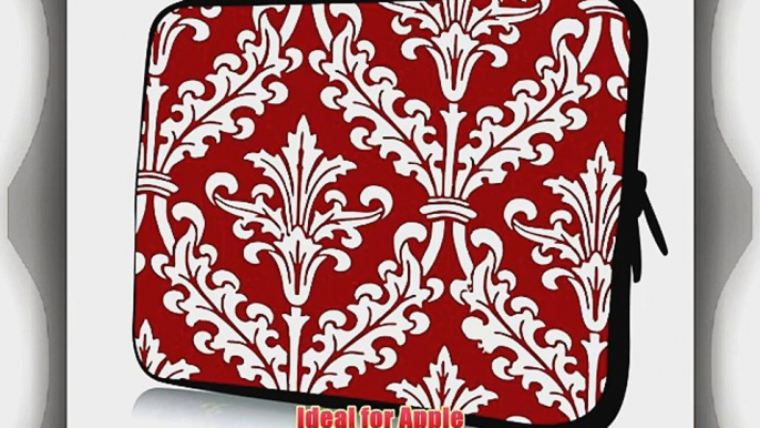 17 inch Rikki KnightTM Burgundy Color Damask Design Laptop Sleeve