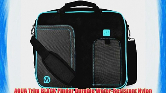 AQUA Trim BLACK Pindar Durable Water-Resistant Nylon Protective Carrying Case Messenger Shoulder