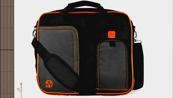 VanGoddy Pindar Sling BLACK NEON ORANGE Pro Deluxe Shoulder Messenger Carrying Bag for Apple