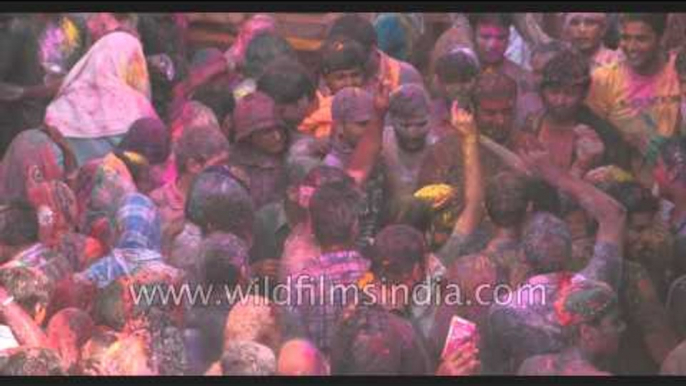 Holi madness spreading to Europe: Banke Bihari Temple in Vrindavan