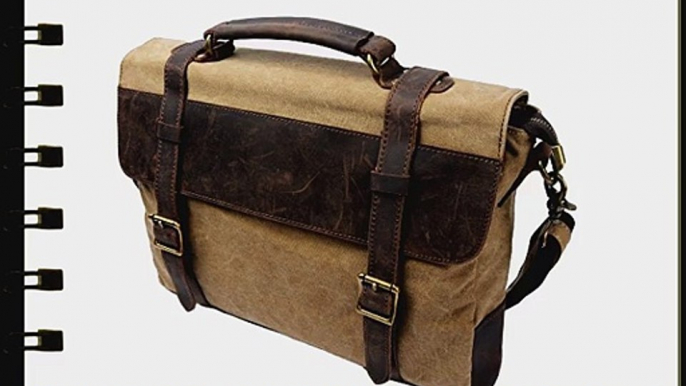 S ZONE Vintage Canvas Leather Messenger Traveling Briefcase Shoulder Laptop Bag