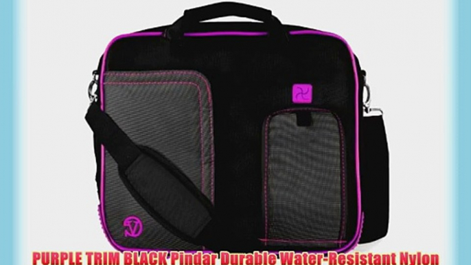 PURPLE TRIM BLACK Pindar Durable Water-Resistant Nylon Protective Carrying Case Messenger Shoulder