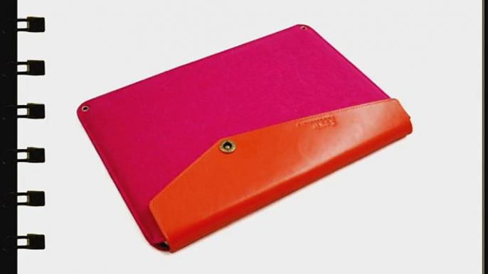 D-park Wool and Leather 14.4 x 9.5 inch Laptop Sleeve Pink and Orange