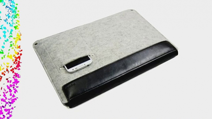 D-park Wool and Leather 12.7 x 8 inch Laptop Sleeve Light Grey and Black