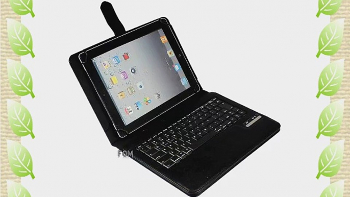 FOME QWERTY Univeral Leather Portfolio Case with Detachable Bluetooth Keyboard Stand for 9