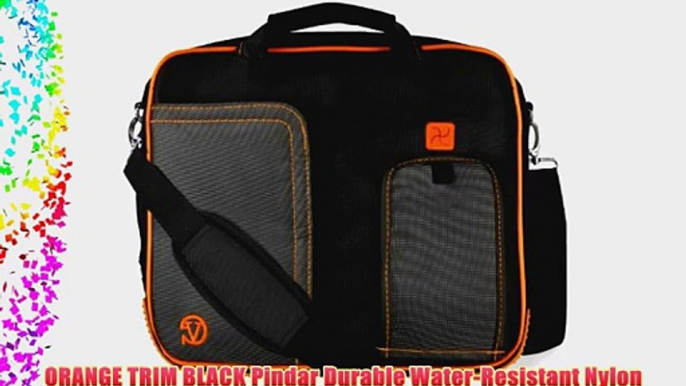 ORANGE TRIM BLACK Pindar Durable Water-Resistant Nylon Protective Carrying Case Messenger Shoulder