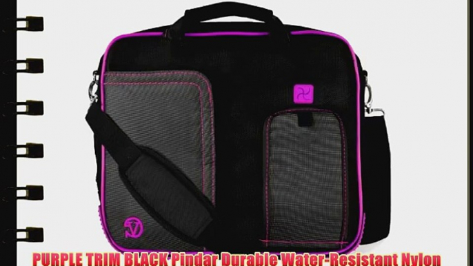 PURPLE TRIM BLACK Pindar Durable Water-Resistant Nylon Protective Carrying Case Messenger Shoulder