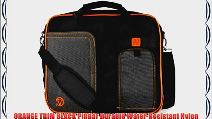 ORANGE TRIM BLACK Pindar Durable Water-Resistant Nylon Protective Carrying Case Messenger Shoulder