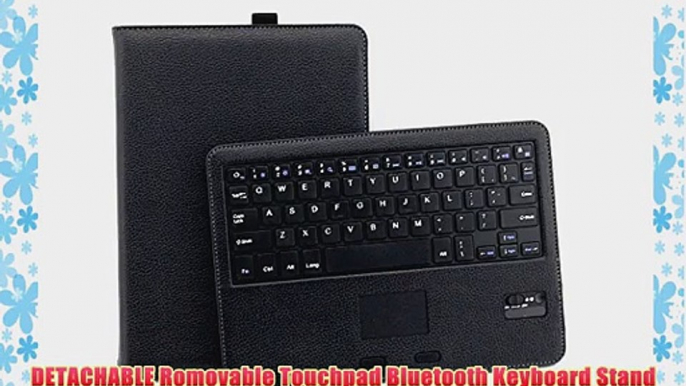 YIPBOWPT Detachable Removable Touchpad Bluetooth Keyboard Protective PU Leather Stand Case