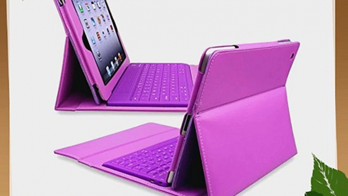 eForCity Leather Case with Bluetooth Keyboard for Apple iPad 2/3/4 Purple (PAPPIPADKB03)