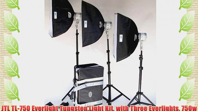 JTL TL-750 Everlight Tungsten Light Kit with Three Everlights 750w HQ Bulbs Power Cables SoftBoxes