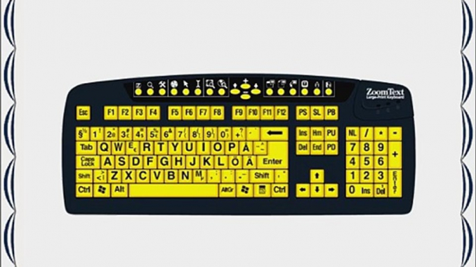 Zoom Text Large Print Keyboard Yellow Keys with Black Print