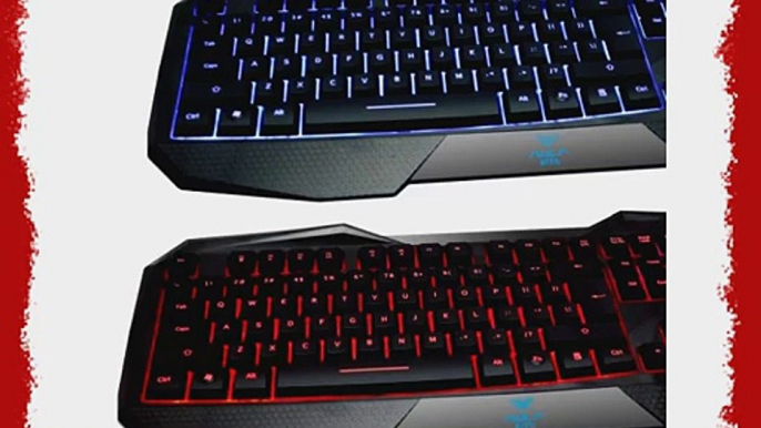 Mactrem Aula 3 Colors LED Illuminated Ergonomic USB Multimedia Backlight Backlit Gaming Keyboard