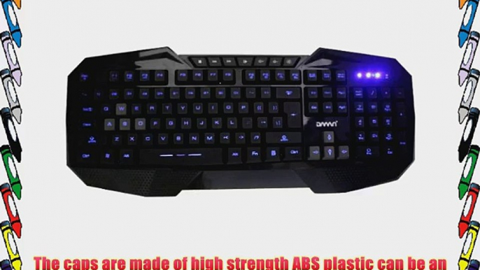 AGPtek? 3-level Blue USB LED Illuminated Ergonomic Backlit Wired Gaming Keyboard with 7 Multimedia