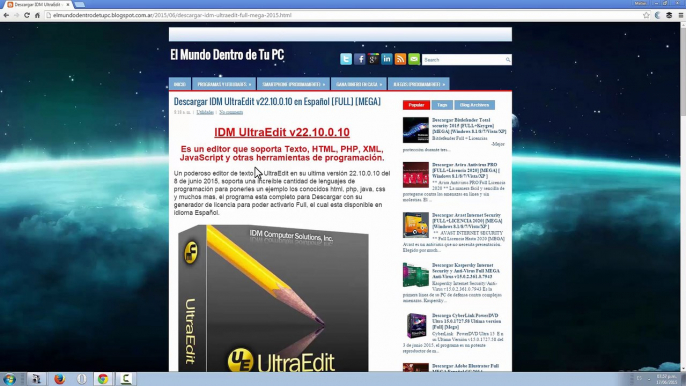 Descargar IDM UltraEdit v22.10.0.10 en Español [FULL] [MEGA] [ Windows 8.1/8/7/Vista/XP ] 2015