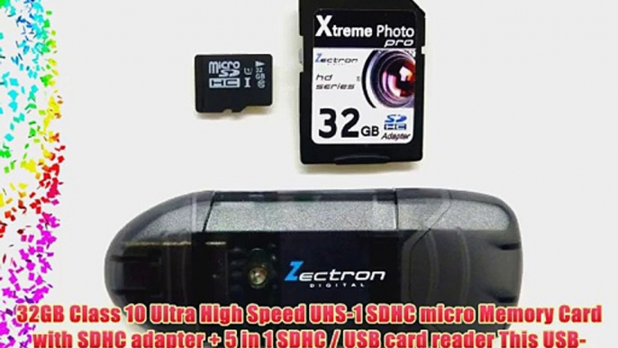 Zectron 32GB UHS-1 Micro Class 10 Memory Card for Canon PowerShot SX20 IS   5 in 1 USB-2 /