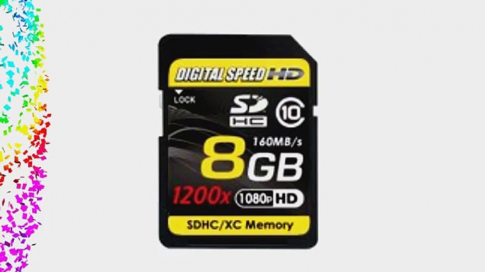 Digital Speed 8GB 1200X Professional High Speed Mach III 160MB/s Error Free (SDHC) HD Memory