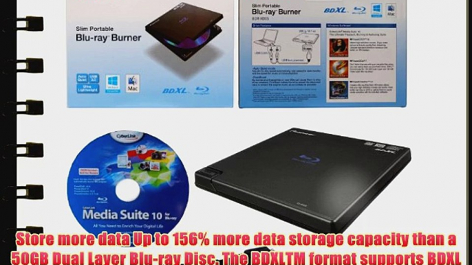 Pioneer 6X Slim Portable USB 3.0 BD/DVD/CD Burner Support BDXL External Blu-Ray Writer in Retail