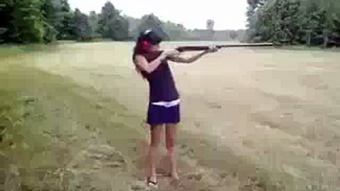 Ha Ha Girl Fall With Gun Shoot