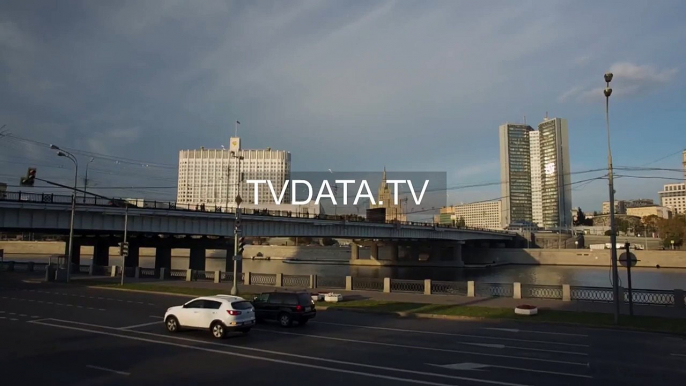 Aerial Drone Filming Moscow Russia, White House, government building Krasnopresnenskaya embankment