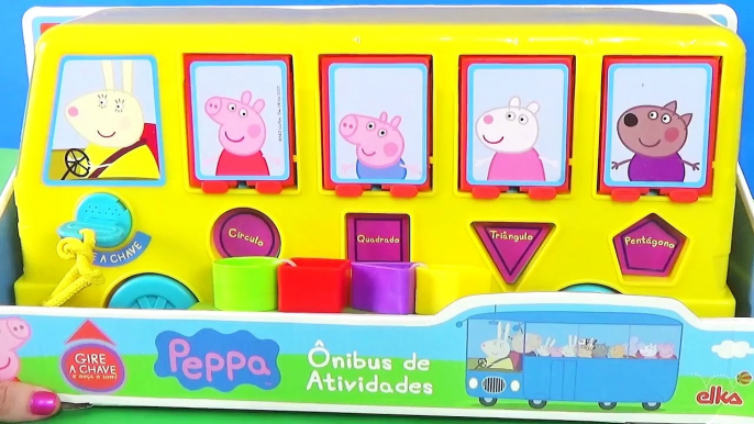 Peppa Pig e George  No Ônibus de Atividades  Brinquedos Toys Juguetes Em Português BR