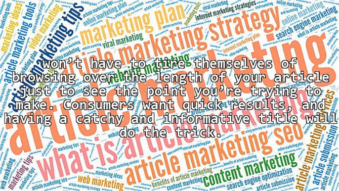 Be Seen In Article Marketing