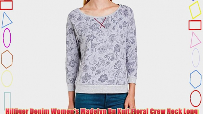 Hilfiger Denim Women's Madelyn Bn Knit Floral Crew Neck Long Sleeve Sweatshirt Light Grey Heather