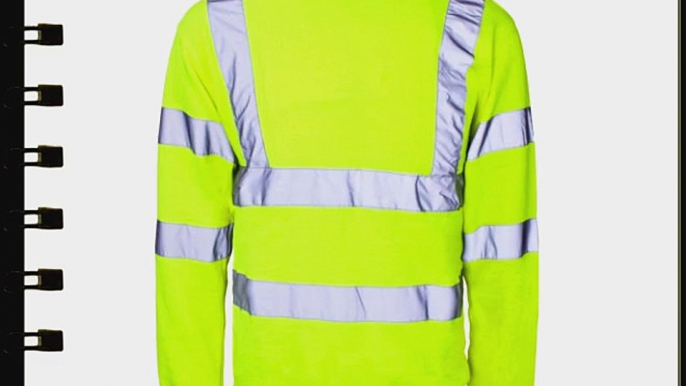 [Luminous Yellow Large] MENS WORKWEAR SAFETY HI VIS VIZ SAFETY SWEATSHIRT REFLECTIVE CREW NECK