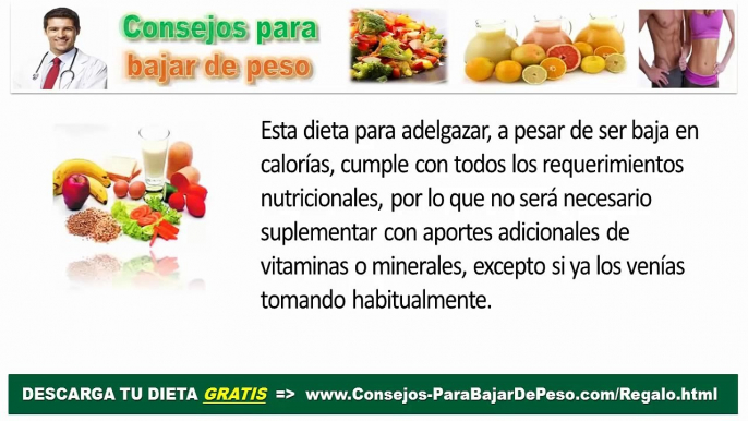 Dieta saludable baja en calorías: Efectiva dieta hipocalorica de 1000 calorías para adelgazar