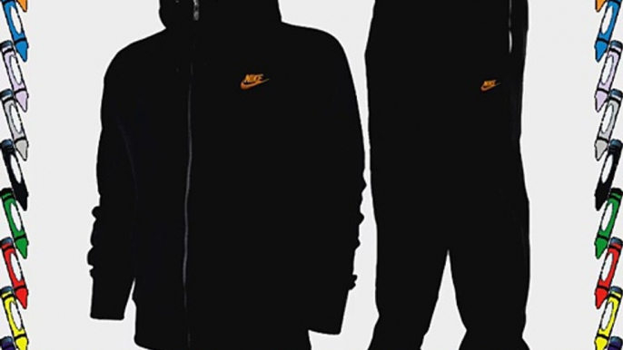 Nike Mens Fleece Jog Suit Hooded Top Bottoms Tracksuit Full Zip Hoodie Track Top Pant Black/Gold