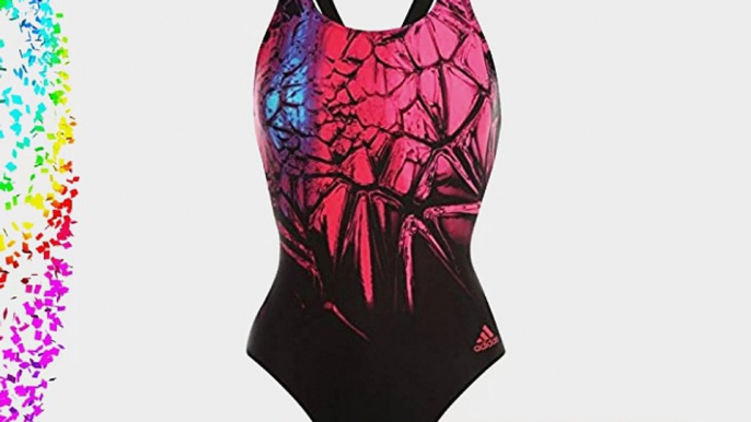 adidas Womens Infinitex Art Swimsuit One Piece Ladies Swimming Costume Swimwear Black/VivBerry