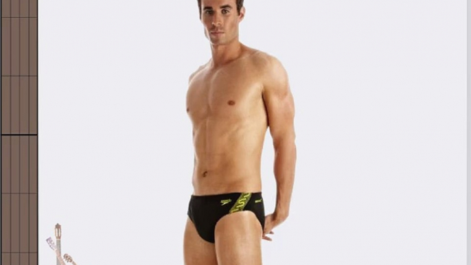 SPEEDO Monogram Men's 7cm Brief Black/Green 30in