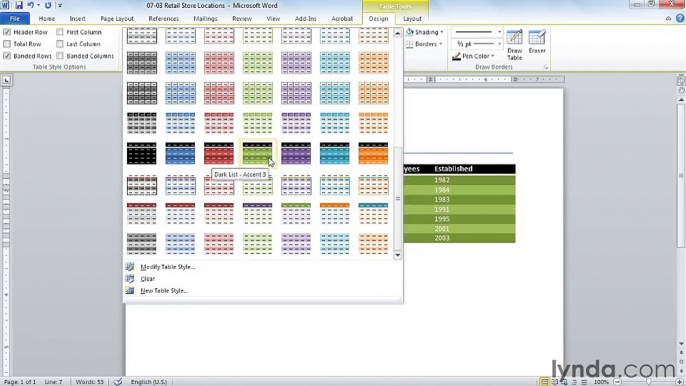 MS Word Formatting tables for readability