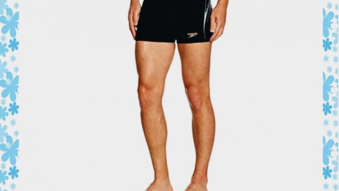 SPEEDO Men's Placement Aquashorts/Swimming Trunks in Black/Chill Blue/USA Charcoal Black Black/Chill