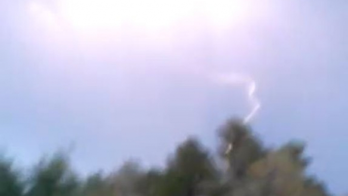 Lightning Strikes as Helicopter Passes Through Las Vegas Storm