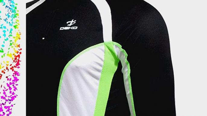 Deko Mens Bike Short Sleeve Cycling Jersey Retro Shirt Top. Black Green White (large)