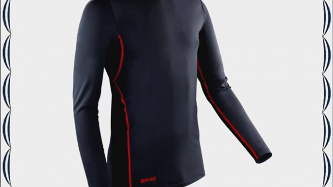 Spiro Mens Sports Compression Bodyfit Long Sleeve Base Layer Top (L) (Black/Red)