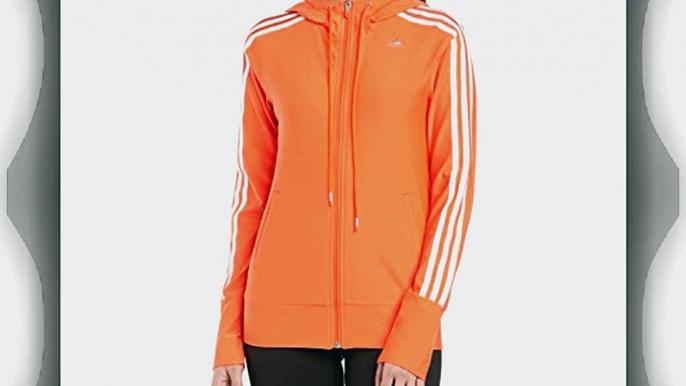 adidas Women's Clima Training Core 3-Stripes Hoodie Sweatshirt - Semi Solar Red/White X-Small