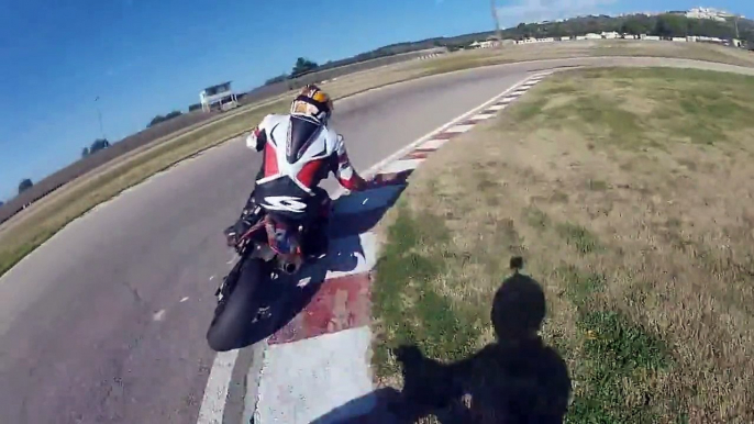 Supermoto Bike Gets Wiped Out By Racing Scooter!