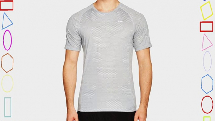 Nike Men's Printed Miler Short Sleeve Top - Wolf Grey/Reflective Silver X-Large