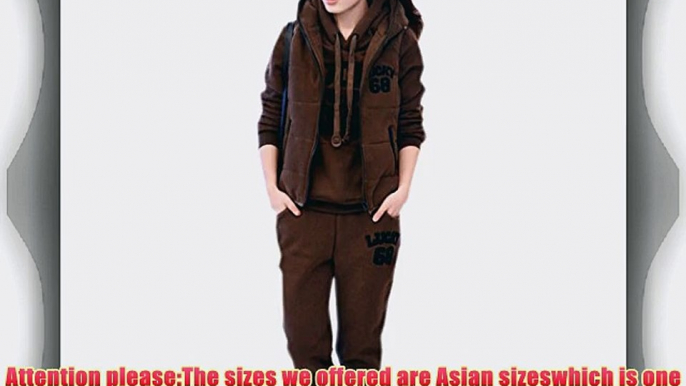 Finejo Women's Hoodies Suit Thickening Leisure Sports Hoodie Hoody   Pant   Vest 3pcs sets