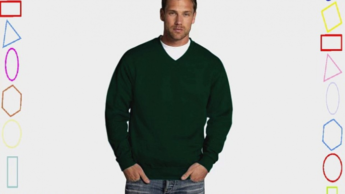 Mens Russell V-Neck Pullover Set-in Sweatshirt Adult Top-Bottle Green-Small