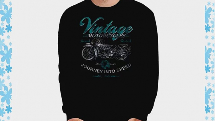 Wellcoda | Vintage Motorcycles Mens NEW Biker Rider Black Sweatshirt 3XL