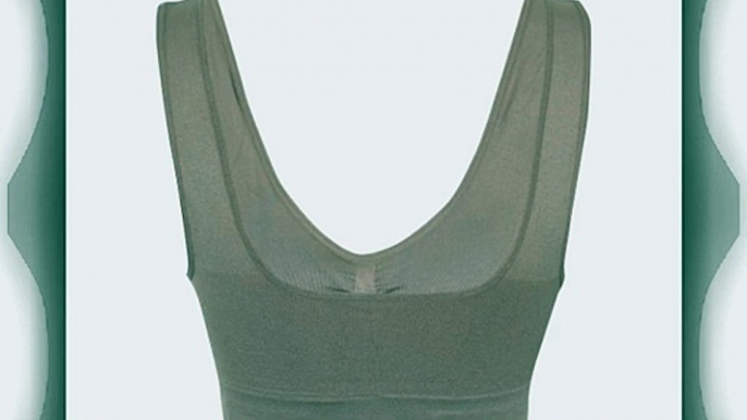 WOMENS COMFORT SEAMLESS PADDED BRA LEISURE CROP SPORTS YOGA SLEEP VEST TOP 8-18[MochaUK XXL