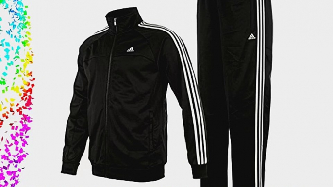 adidas Mens 3 Stripe Tracksuit Zip Fastening Top And Pants Bottoms Trousers Black/White S 36/38