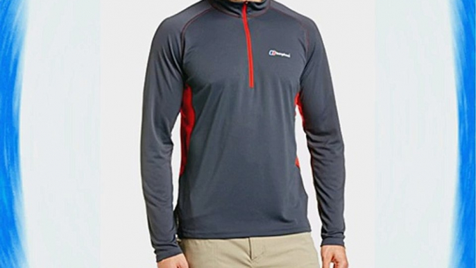 Berghaus Men's Tech Long Sleeve Zip Neck Base Layer - Carbon/Extreme Red X-Large