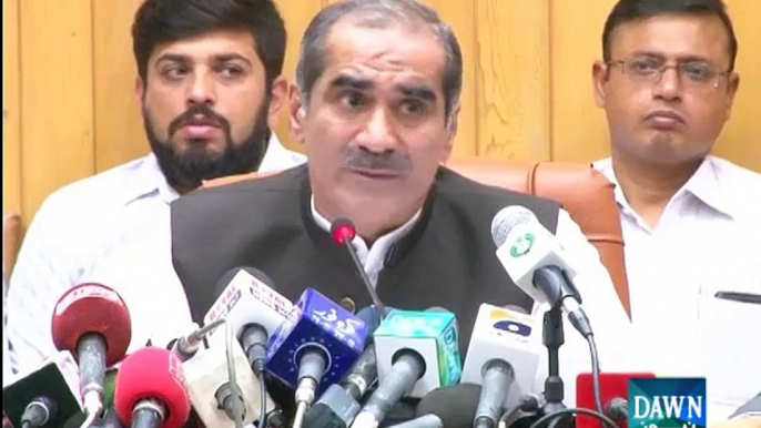 Khawaja Saad Rafique speaking with media