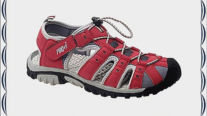 Ladies Womens PDQ Red Grey Adventure Trail Walking Velcro Sports Sandals Sizes 3 4 5 6 7 8